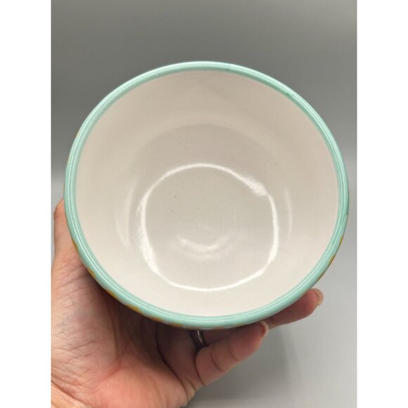 Hand Painted Solimene White Rabbit Cereal Soup Bowl Vietri Italy Mint Green - Picture 9 of 12